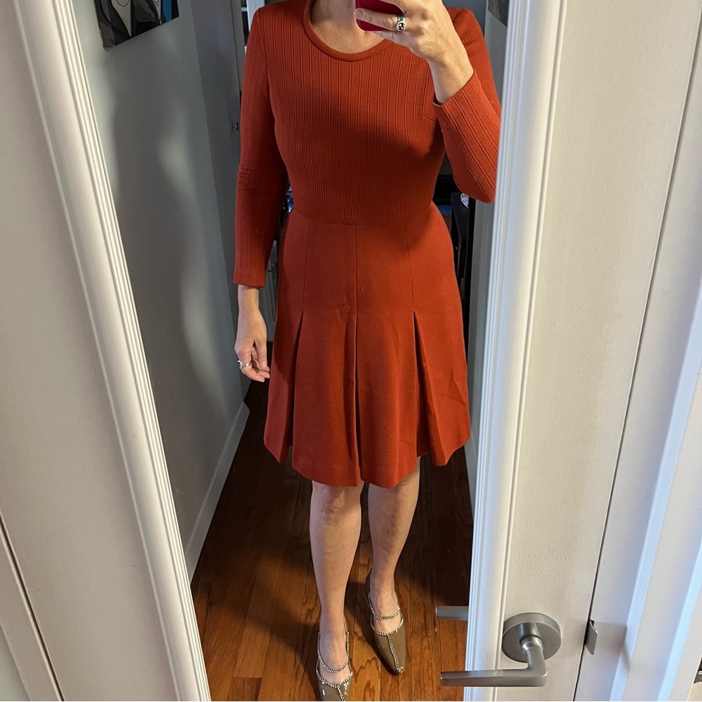 Vintage Alamor Dress Burnt Orange fit flare 1970’s fashion dress Small - Picture 9 of 12